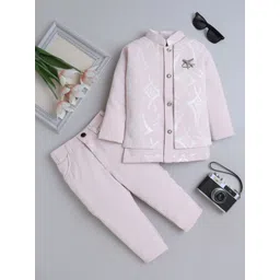 Sangria Boys Sequins Embellished Mandarin Collar Sherwani Set-picture-19