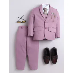 Sangria Boys Single-Breasted Shawl Collar 5-Piece Party Suit-picture-13