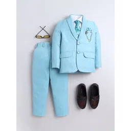 Sangria Boys Single-Breasted Shawl Collar 5-Piece Party Suit-picture-31