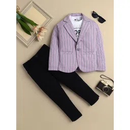 Sangria Boys Striped Blazer & Trouser Set With Graphic Print T-shirt-picture-56