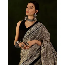 Sangria Dadu Printed Saree With Blouse Piece-picture-11