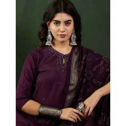 Sangria Embellished Straight Kurta & Trouser With Dupatta-picture-16