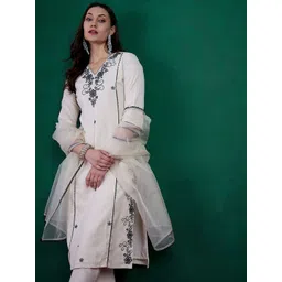 Sangria Embroiderd Pure Cottan Kurta With Pant and Dupatta-image-12