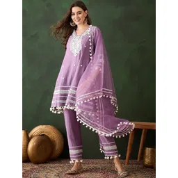 Sangria Embroidered Anarkali Kurta & Trouser With Dupatta-picture-29