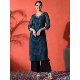 Sangria Embroidered Leheriya Kurta-picture-20