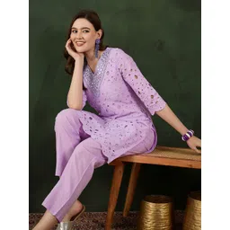 Sangria Embroidered Pure Cotton Kurta & Trousers-picture-27