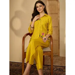 Sangria Embroidered Pure Cotton Tunic With Trousers Co-Ords-picture-14