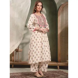 Sangria Embroidered Round Neck Straight Kurta & Palazzos With Dupatta-picture-22