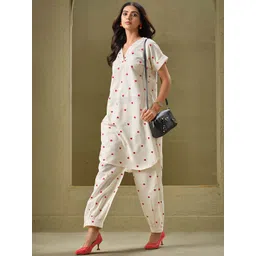 Sangria Embroidered Straight Kurta & Trouser Set-picture-18