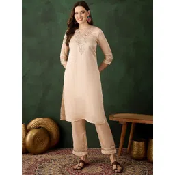 Sangria Embroidered Straight Kurta & Trousers-picture-11