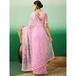 Sangria Ethereal Charm Embroidered Net Saree image 3