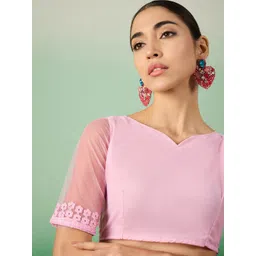 Sangria Ethereal Charm Embroidered Net Saree image 4