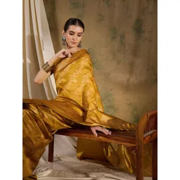Sangria Ethnic Motif Zari Woven Banarasi Saree with Blouse-picture-26