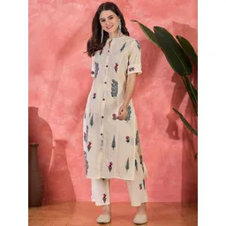 Sangria Ethnic Motifs Printed Cotton Tunic with Trousers Co-Ords-picture-16