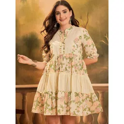 Sangria Ethnic Motifs Printed Pure Cotton Fit & Flare Dress-picture-15