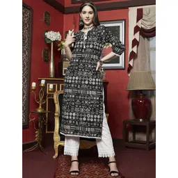 Sangria Ethnic Motifs Printed Pure Cotton Straight Kurta-picture-23
