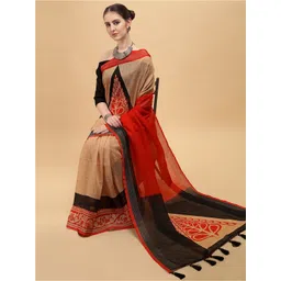 Sangria Ethnic Motifs Printed Pure Linen Saree-picture-12