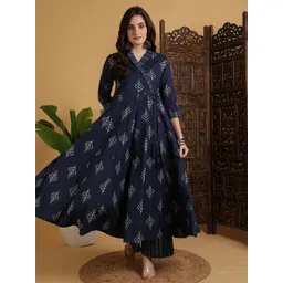 Sangria Ethnic Motifs Printed Regular Pure Cotton Kurta with Palazzo-picture-26
