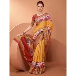 Sangria Ethnic Motifs Printed Saree with Matching Unstitched Blouse-picture-22