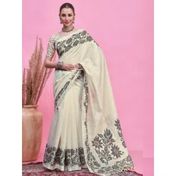 Sangria Ethnic Motifs Printed Saree With Unstitched Blouse-picture-16