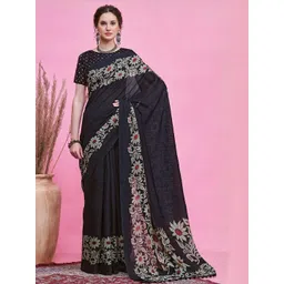 Sangria Ethnic Motifs Printed Saree With Unstitched Blouse-picture-19