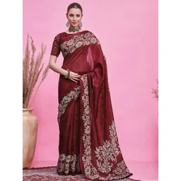Sangria Ethnic Motifs Printed Saree With Unstitched Blouse-picture-20