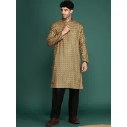 Sangria Ethnic Motifs Printed Sequinned Cotton Straight Kurta-picture-31