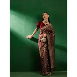 Sangria Ethnic Motifs Woven Design Banarasi Saree-picture-23