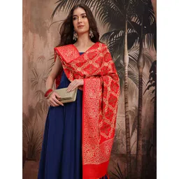 Sangria Ethnic Motifs Woven Design Ethnic Shawl with Tasseled Border-picture-15