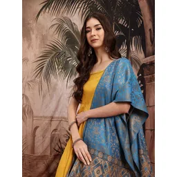 Sangria Ethnic Motifs Woven Design Shawl with Fringed Border-picture-14