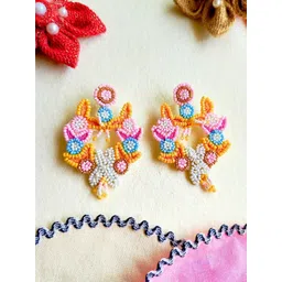 Sangria Floral Artificial Beads Drop Earrings-picture-35