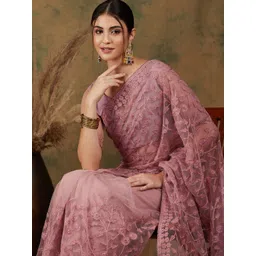 Sangria Floral Embroidered Net Saree-picture-40