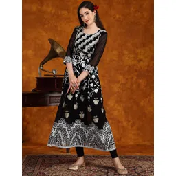 Sangria Floral Embroidered Sequined Anarkali Kurta-picture-37