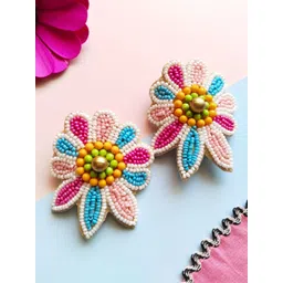 Sangria Floral Pearls Studs Earrings-picture-19
