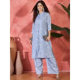 Sangria Floral Print A-Line Kurta Set-picture-17