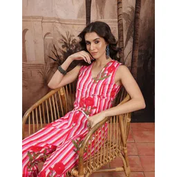 Sangria Floral Print Striped Cotton Co-Ords-picture-23