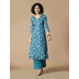 Sangria Floral Printed A-Line Kurta-picture-22