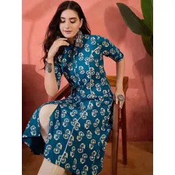 Sangria Floral Printed A-Line Kurta-picture-20