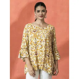 Sangria Floral Printed A-Line Top image 1