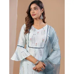 Sangria Floral Printed Bell Sleeve Kurta Sets-picture-21