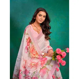 Sangria Floral Printed Linen Saree-picture-18