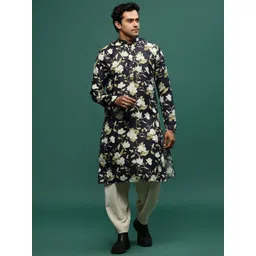Sangria Floral Printed Linen Straight Kurta-picture-19