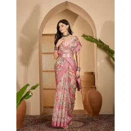 Sangria Floral Printed Saree With Blouse Piece-picture-31