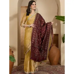 Sangria Floral Woven Design Shawl image 2