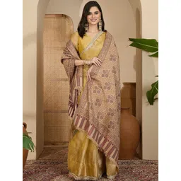 Sangria Floral Woven Design Shawl With Fringed Border-picture-38