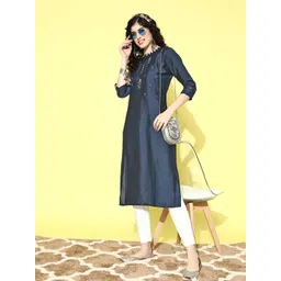 Sangria Floral Yoke Design Sequinned Kurta-picture-38