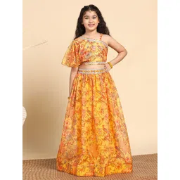 Sangria Girls Animal Printed One Shoulder Neck Lehenga Choli-picture-56