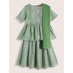 Sangria Girls Bandhani Printed Ready to Wear Lehenga & Blouse With Dupatta-picture-32