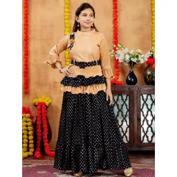 Sangria Girls Beige Poly Georgette Lehenga Choli-picture-10