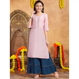 Sangria Girls Embellished Cotton Kurtas-picture-11